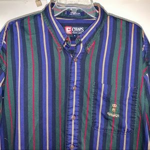 Vintage 90s Ralph Lauren Chaps Mens Button Down Striped  Long Sleeve Shirt XL